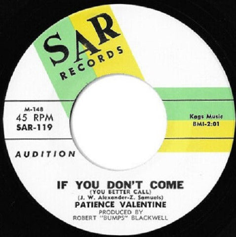 Patience Valentine - If You Don't Come / I Miss You So