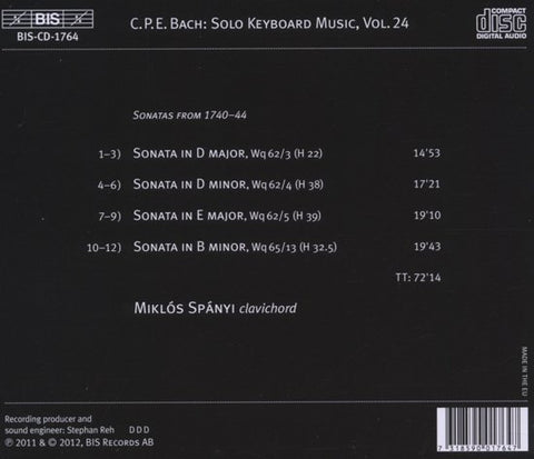 C. P. E. Bach, Miklós Spányi - Sonatas From 1740–44