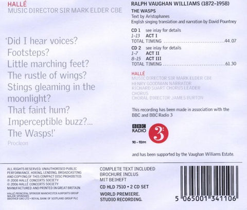 Hallé - Vaughan Williams - Mark Elder - Henry Goodman - The Wasps