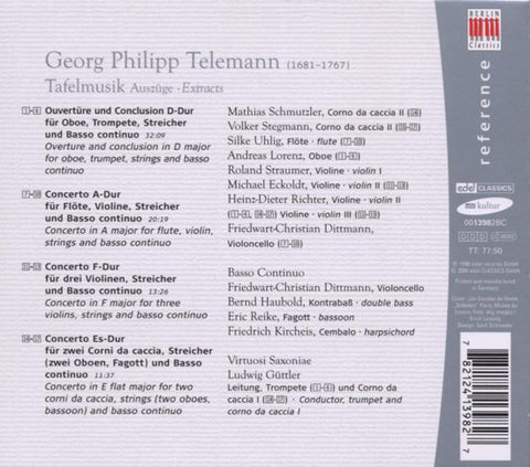 Georg Philipp Telemann Telemann Ludwig Güttler, Virtuosi Saxoniae - Tafelmusik : Auszuge Extracts
