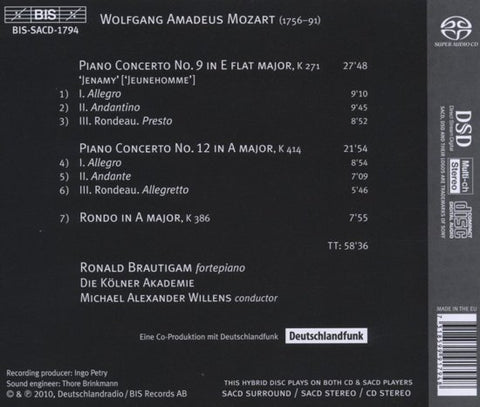 Mozart - Ronald Brautigam, Die Kölner Akademie, Michael Alexander Willens - Piano Concertos - No. 9 'Jeunehomme' & No. 12