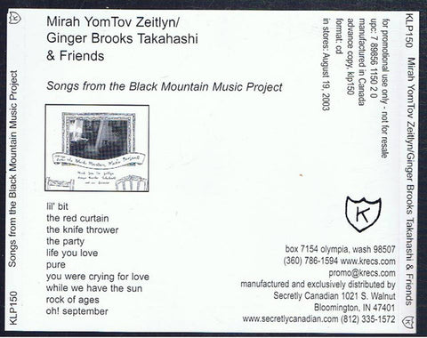 Mirah YomTov Zeitlyn / Ginger Brooks Takahashi & Friends - Songs From The Black Mountain Music Project