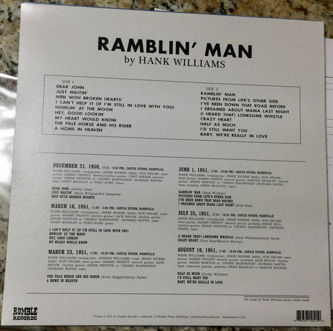 Hank Williams, - Ramblin' Man