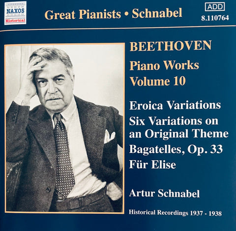 Beethoven, Artur Schnabel - Piano Works Volume 10 / Historical Recordings 1937 - 1938