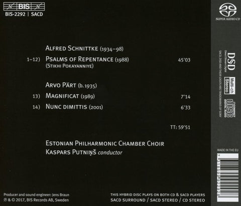 Schnittke, Pärt, Estonian Philharmonic Chamber Choir, Kaspars Putniņš - Psalms Of Repentance; Magnificat & Nunc Dimittis
