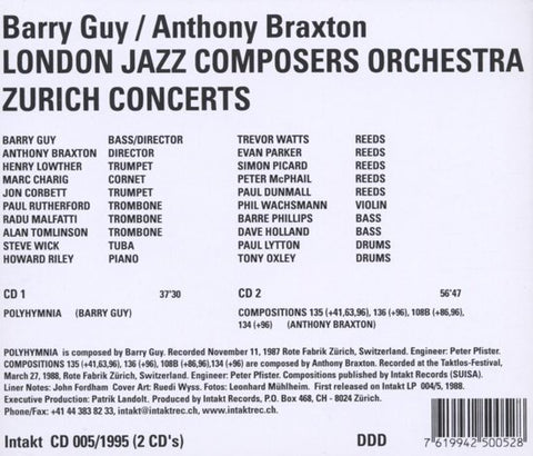 Barry Guy & Anthony Braxton, The London Jazz Composers' Orchestra - Zurich Concerts