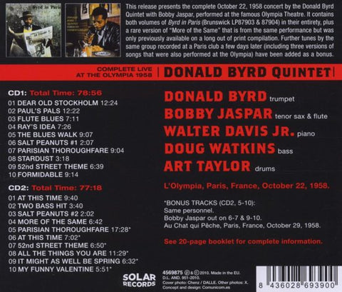 Donald Byrd Quintet -  Complete Live At The Olympia 1958