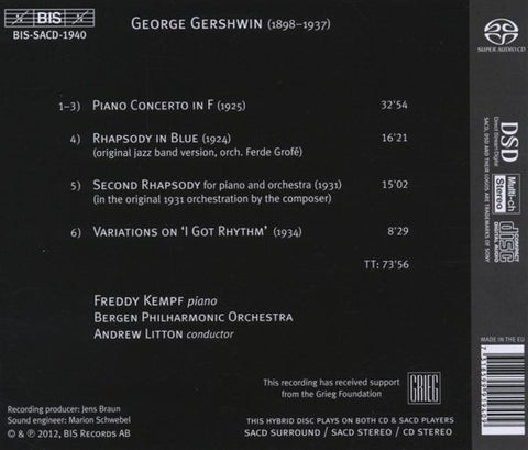 George Gershwin - Freddy Kempf, Bergen Filharmoniske Orkester, Andrew Litton - Rhapsody In Blue