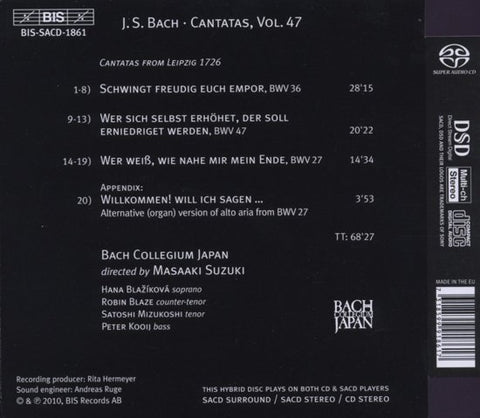 Johann Sebastian Bach, Bach Collegium Japan, Masaaki Suzuki - Cantatas 47: ►27 ►36 ►47 (Schwingt Freudig Euch Empor)