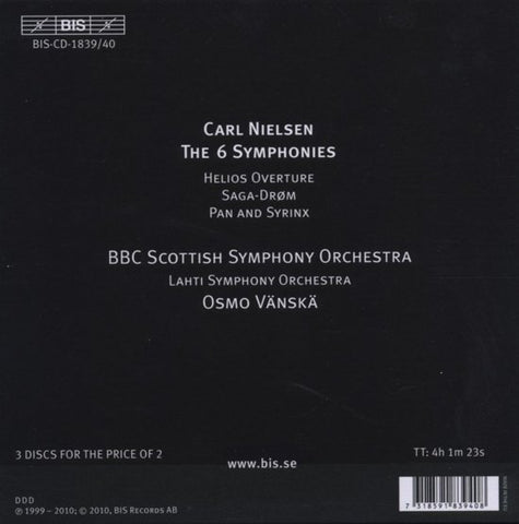 Nielsen, BBC Scottish Symphony Orchestra, Lahti Symphony Orchestra, Osmo Vänskä - The Symphonies (Helios Overture / Saga-Drøm / Pan And Syrinx)
