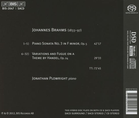 , Jonathan Plowright - Piano Sonata No. 3; Handel Variations