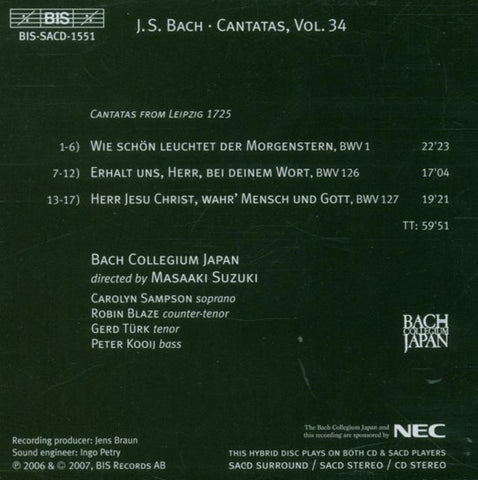 Johann Sebastian Bach, Bach Collegium Japan, Masaaki Suzuki - 34 Wie Schön Leuchtet Der Morgenstern - Cantatas 1 - 126 - 127